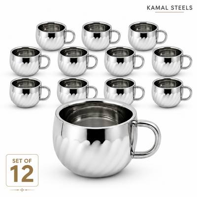 LOTUS CUP (Set of 12) — wholesale stainless steel from Kamal Steels Mumbai
